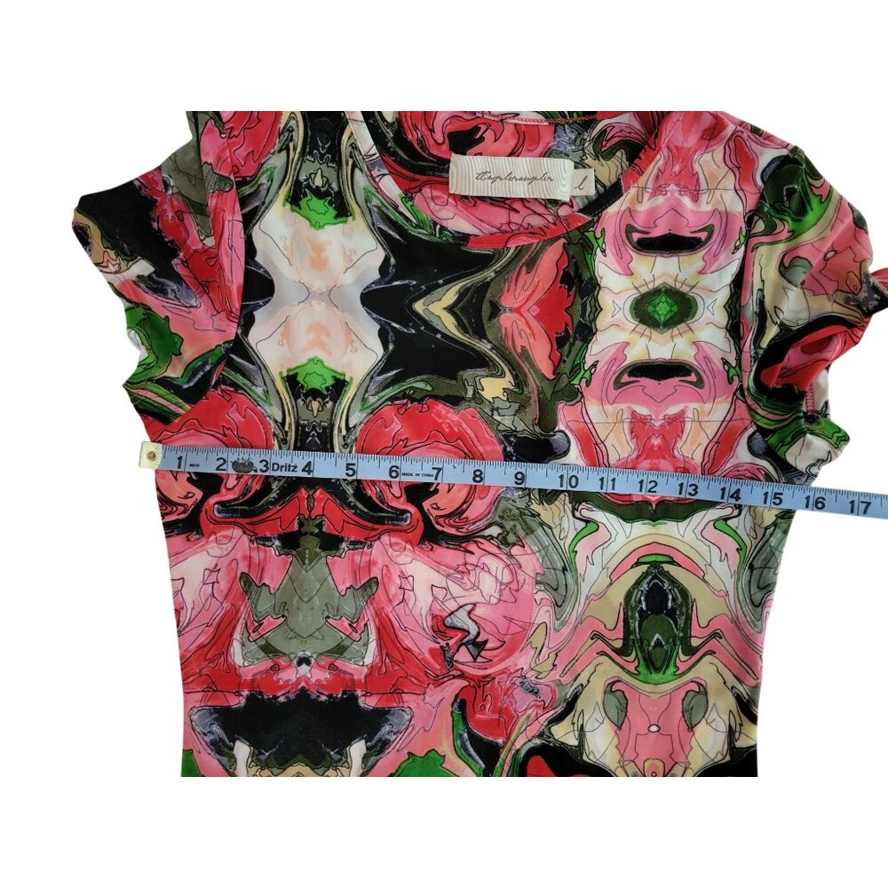 T-Bags Los Angeles Pink & Green Patterned Dress Size L - Picture 7 of 10